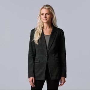 Vera Wang Gray Plaid Ponte Blazer Jacket XL